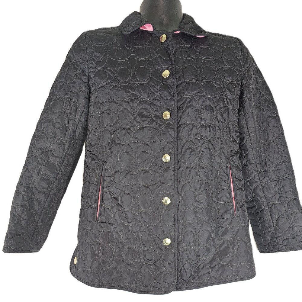 Coach women's quilted jacket W/signature "C" monogram pattern